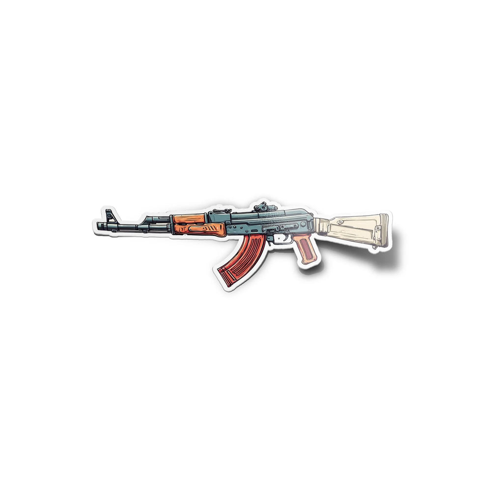 Sticker AK-47 illustré – Autocollant vinyle style militaire soviétique vintage – Résistant eau et UV