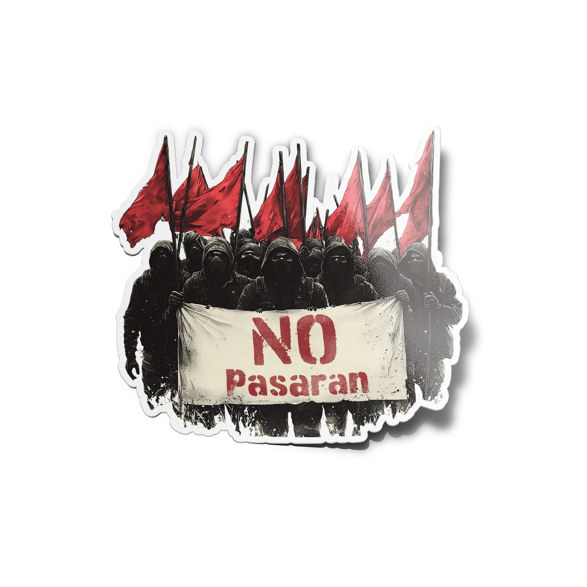 Sticker Vinyle No Pasaran – Autocollant Antifa & Résistance Sociale – Waterproof & Résistant UV