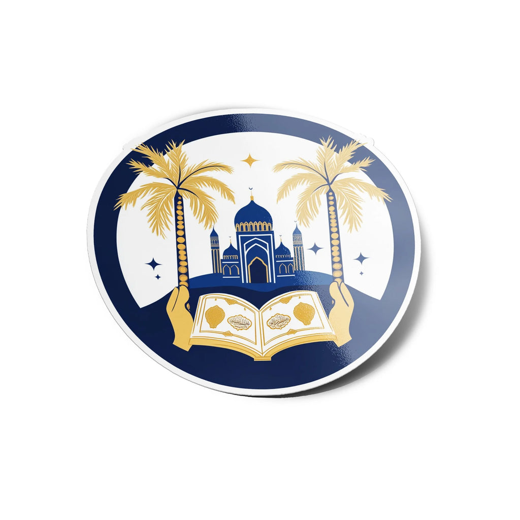 Sticker Vinyle Islamique – Mosquée, Coran et Palmiers | Autocollant Décoratif Résistant à l’Eau et UV