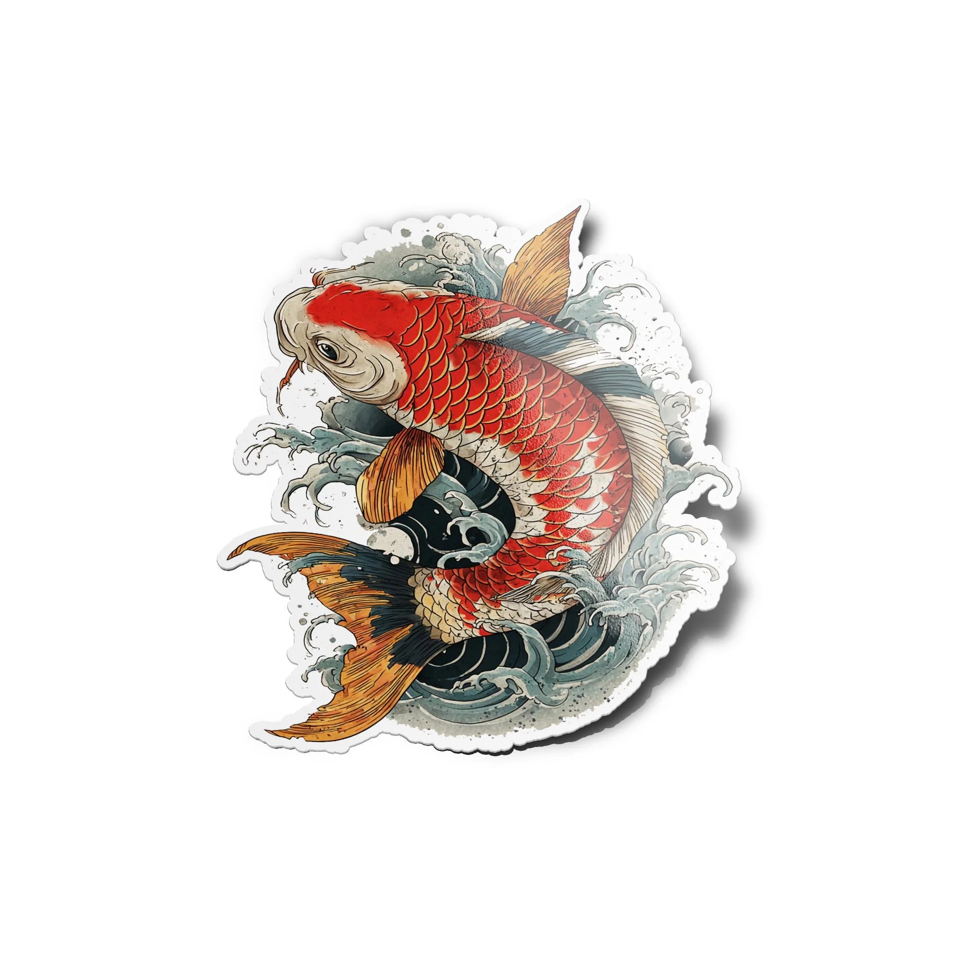 Sticker Carpe Japonaise Koi – Autocollant Vinyle Découpé Style Tatouage Japonais – Résistant Eau & UV
