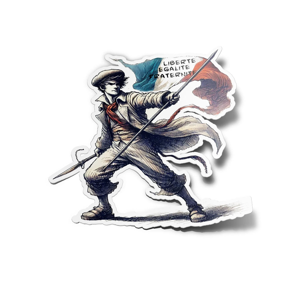 Sticker vinyle Sans-Culotte – Révolution Française – Liberté, Égalité, Fraternité – Résistant eau & UV