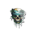 Sticker Vinyle Crâne Tropical – Autocollant Tête de Mort Jungle & Océan – Waterproof & Résistant UV