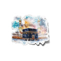 Sticker Vinyle Islamique "Kaaba en Aquarelle" – Autocollant de la Mecque | Résistant à l’Eau et UV