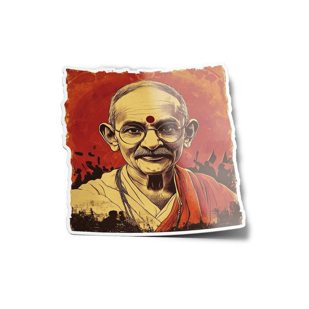 Sticker Vinyle Mahatma Gandhi – Autocollant Histoire & Indépendance Inde – Waterproof & Résistant UV