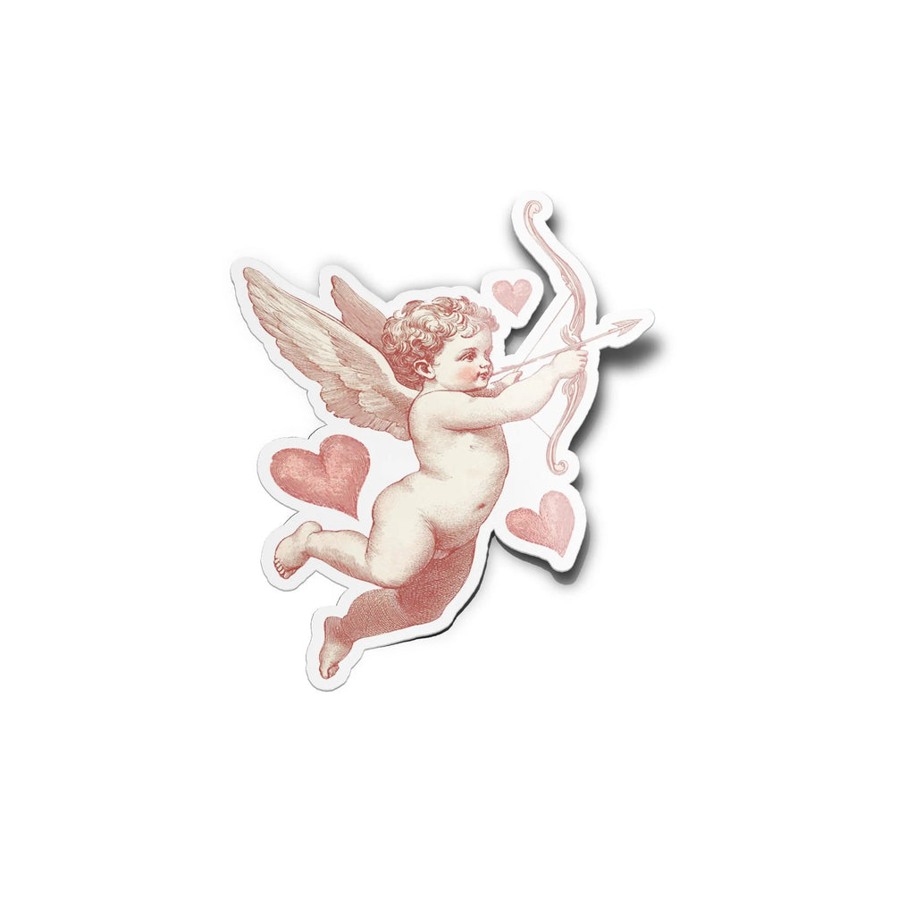 Sticker Vinyle Cupidon & Cœurs | Illustration Vintage | Autocollant Étanche et Résistant aux UV | Saint-Valentin
