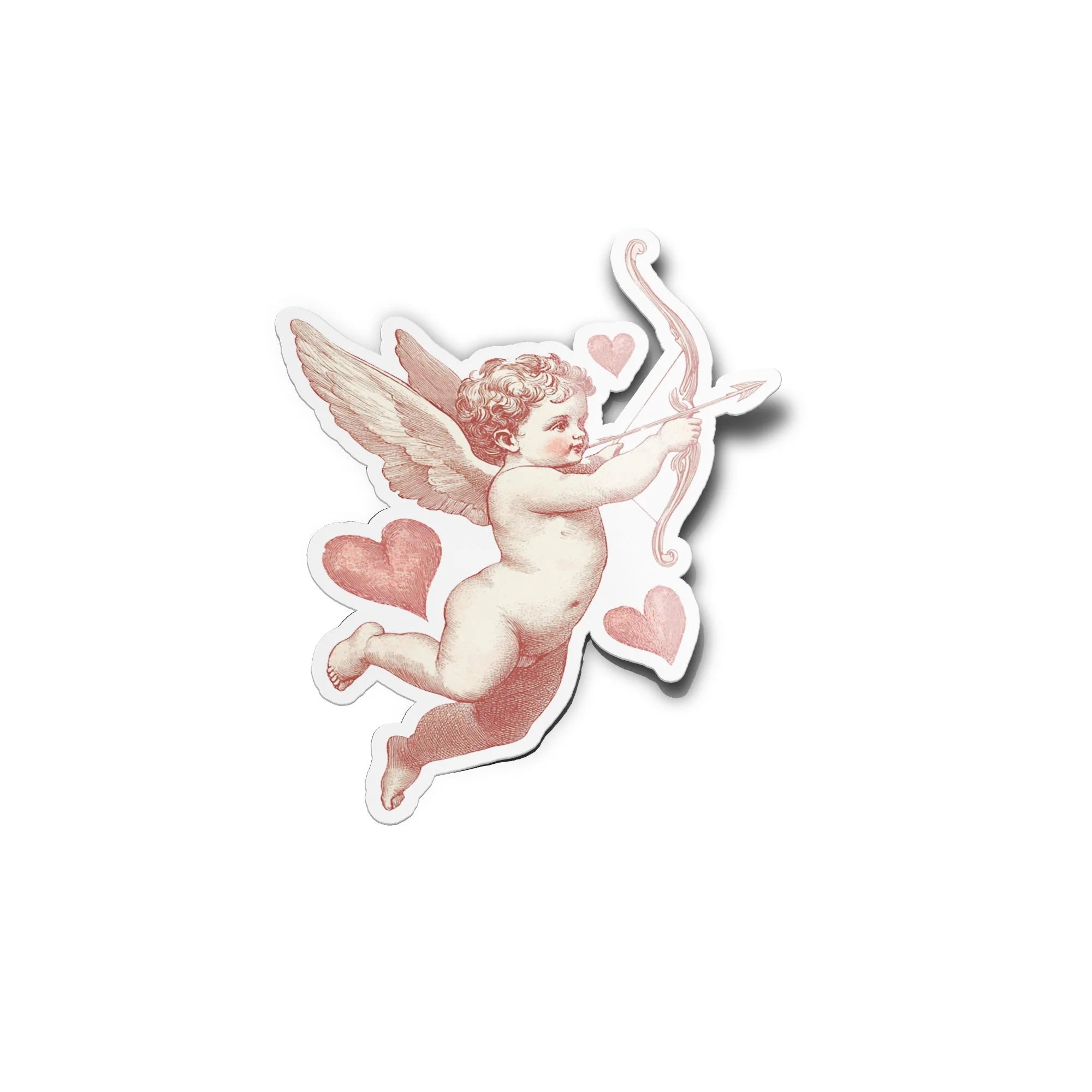 Sticker Vinyle Cupidon & Cœurs | Illustration Vintage | Autocollant Étanche et Résistant aux UV | Saint-Valentin