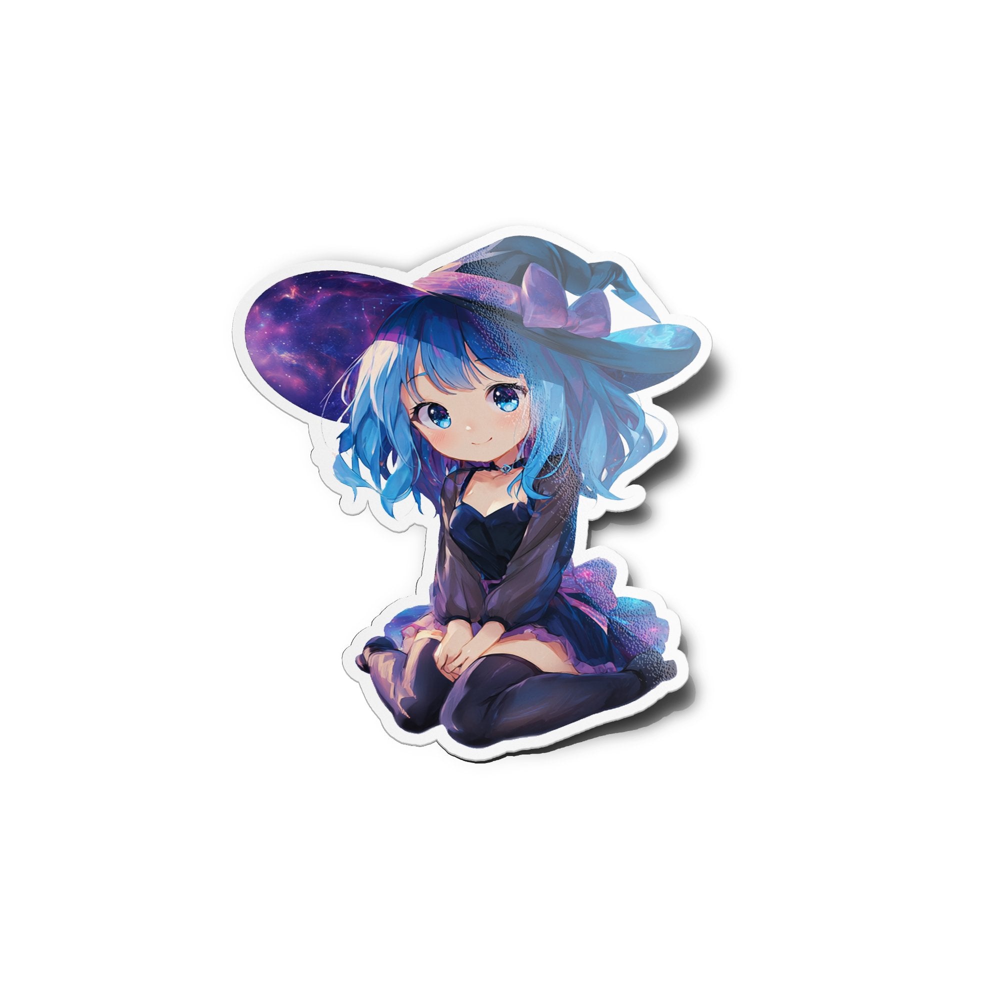 Sticker Chibi Sorcière Kawaii – Autocollant Catgirl Manga Vinyle Étanche & UV – Style Japonais Spooky Cute