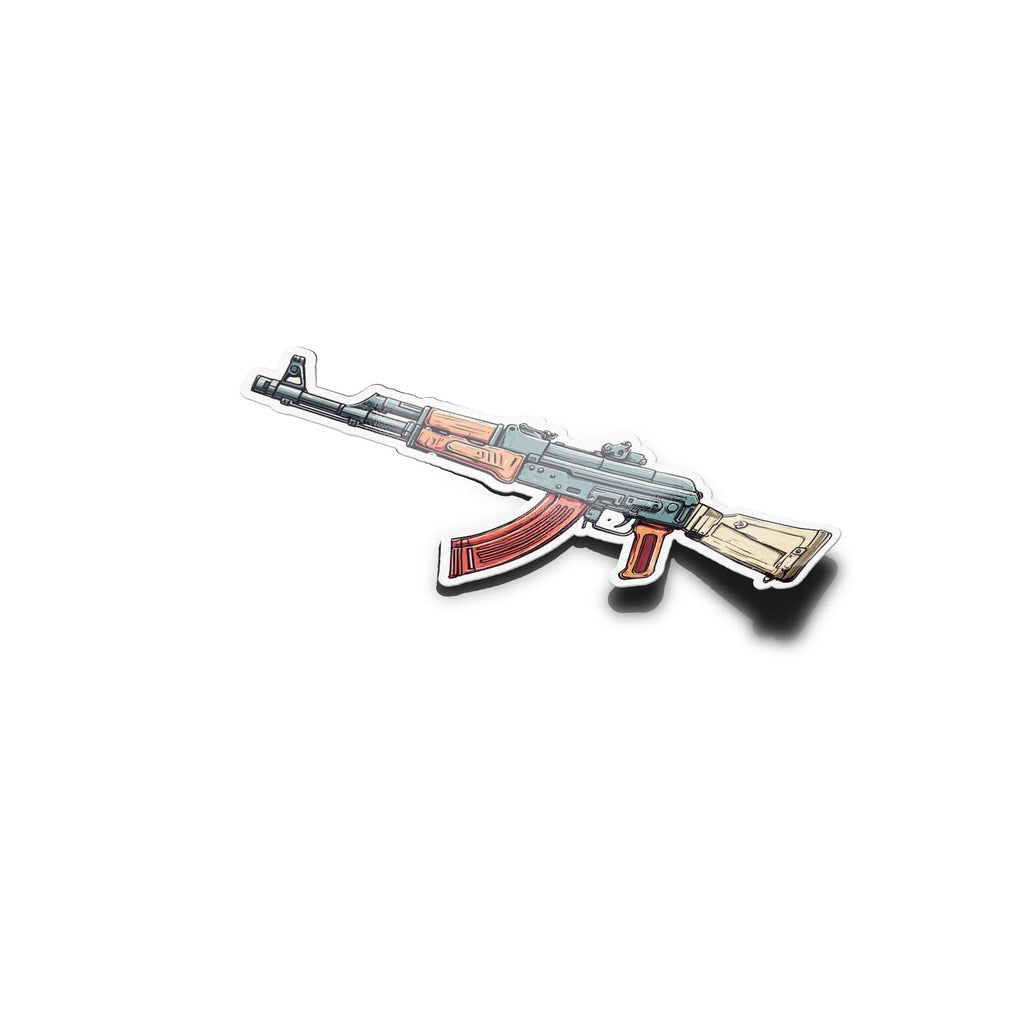 Sticker AK-47 illustré – Autocollant vinyle style militaire soviétique vintage – Résistant eau et UV