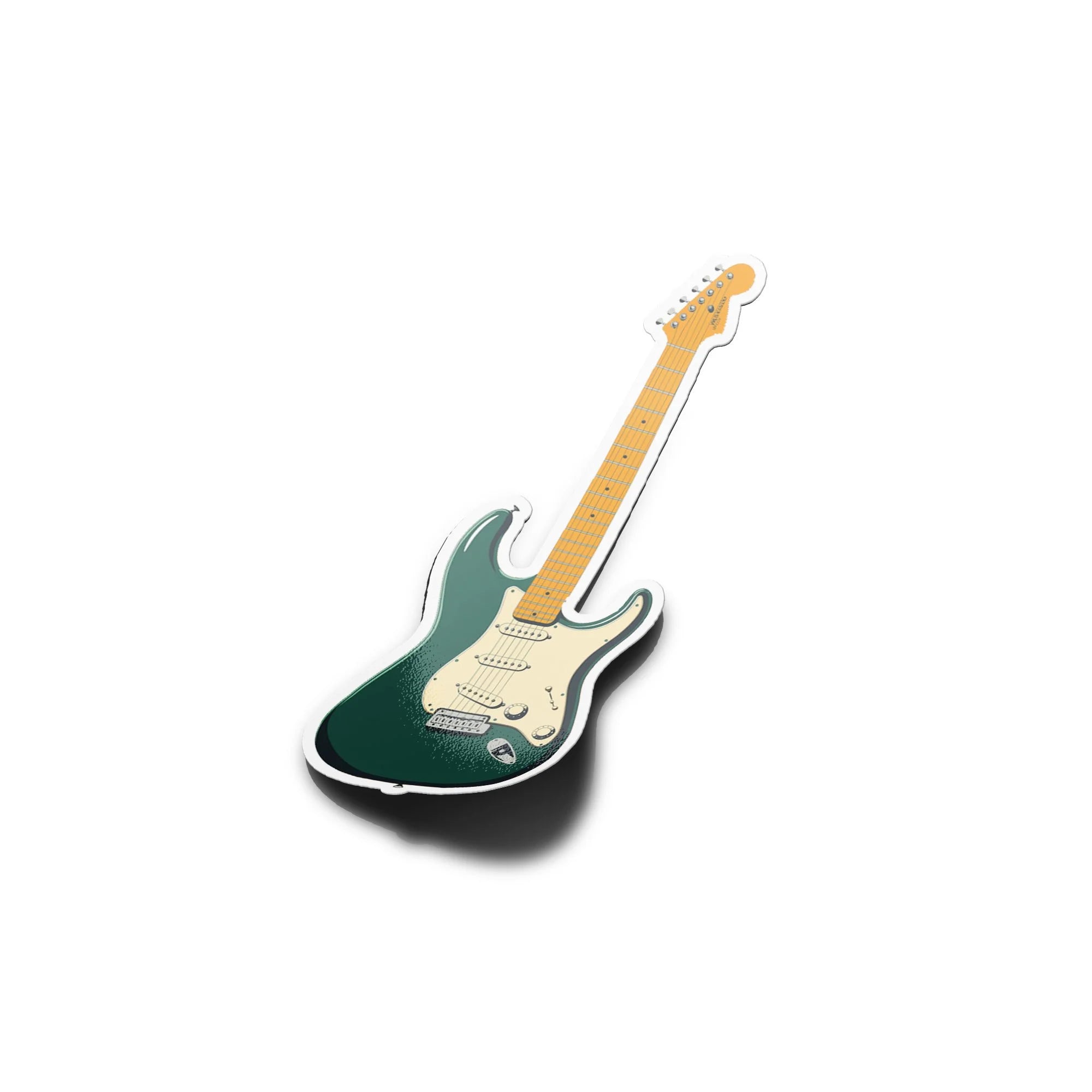 Sticker Guitare Électrique Stratocaster – Autocollant Vinyle Musique – Résistant Eau & UV – Rock & Vintage
