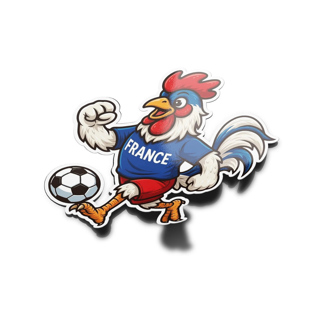 Sticker Vinyle Coq Équipe de France Foot – Résistant Eau & UV (Découpe à la Forme)