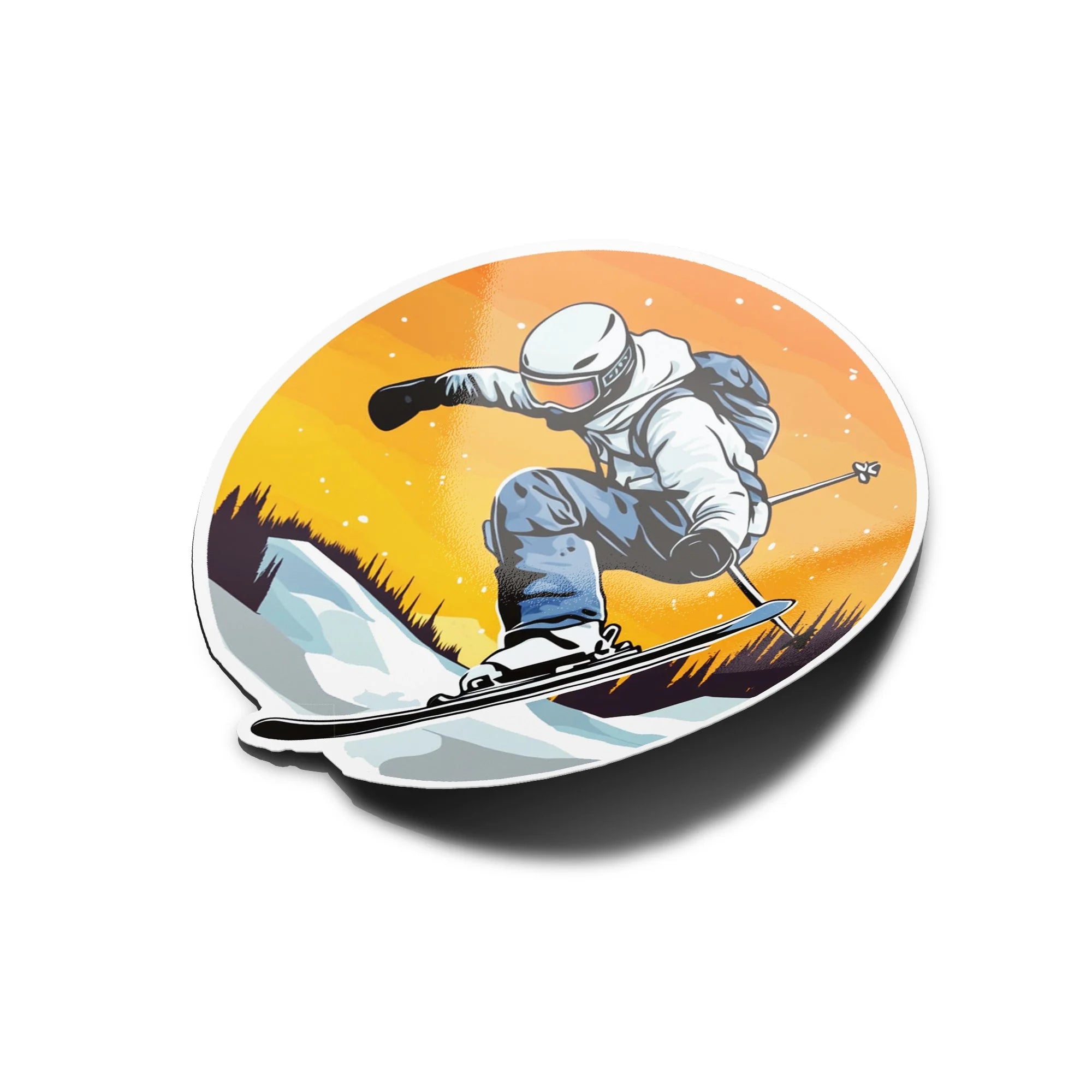 Sticker Vinyle Ski Freestyle - Autocollant Skieur Freeride - Sport d’Hiver - Résistant Eau & UV - Qualité Premium