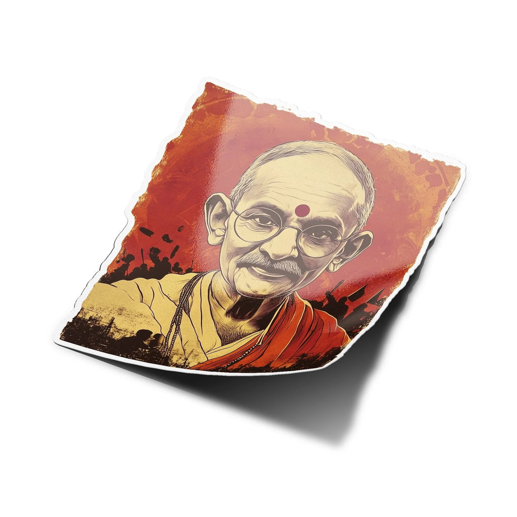Sticker Vinyle Mahatma Gandhi – Autocollant Histoire & Indépendance Inde – Waterproof & Résistant UV