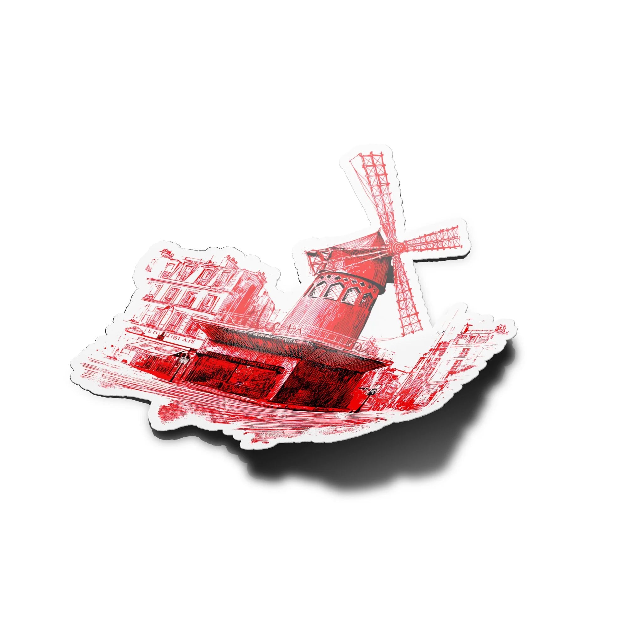 Sticker Moulin Rouge Paris – Autocollant vinyle découpé à la forme – Résistant à l’eau et aux UV – Souvenir Montmartre