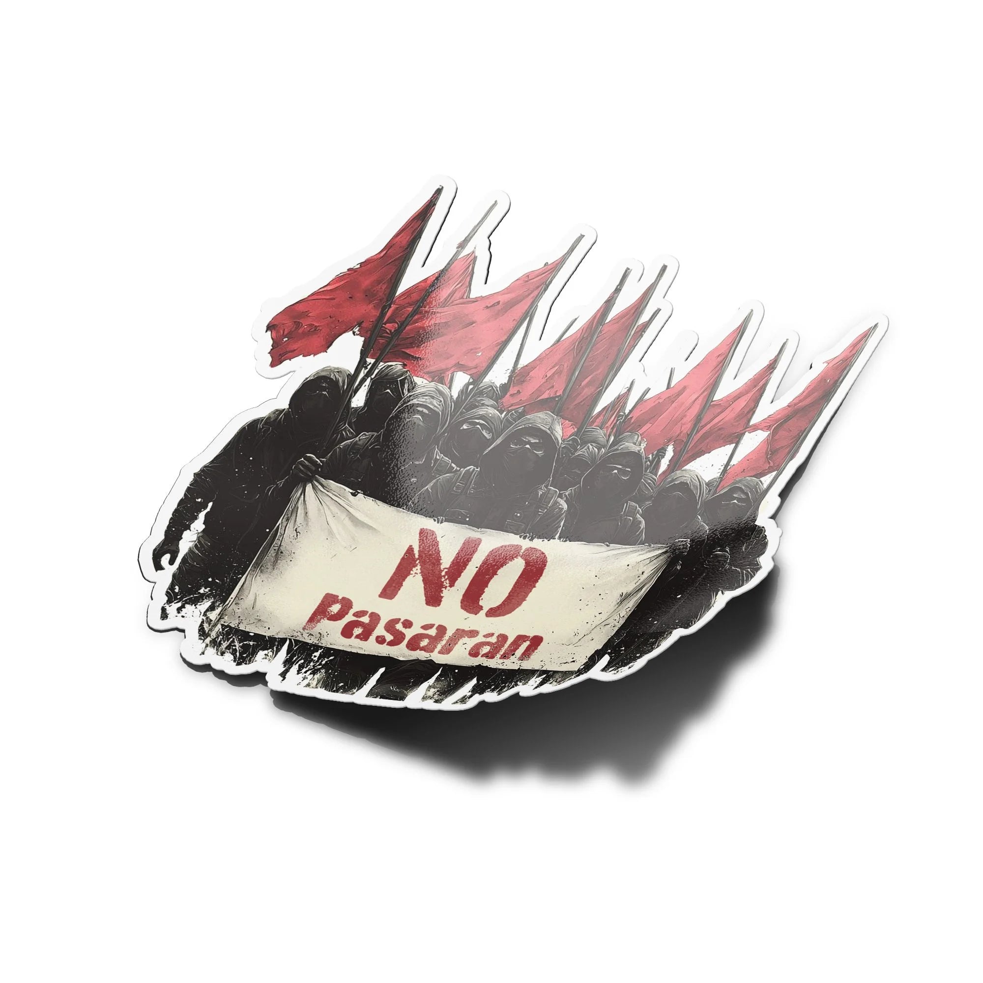 Sticker Vinyle No Pasaran – Autocollant Antifa & Résistance Sociale – Waterproof & Résistant UV