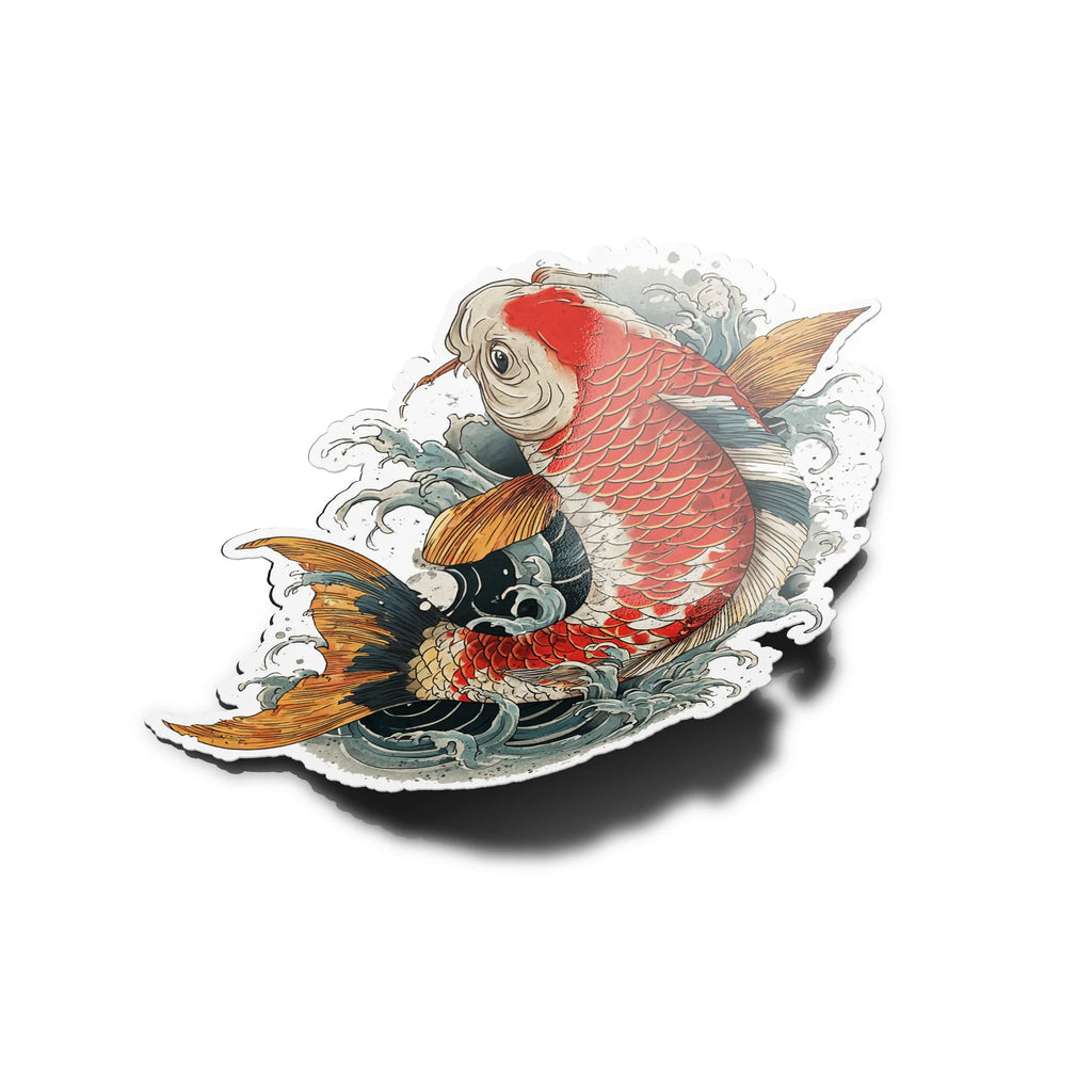 Sticker Carpe Japonaise Koi – Autocollant Vinyle Découpé Style Tatouage Japonais – Résistant Eau & UV