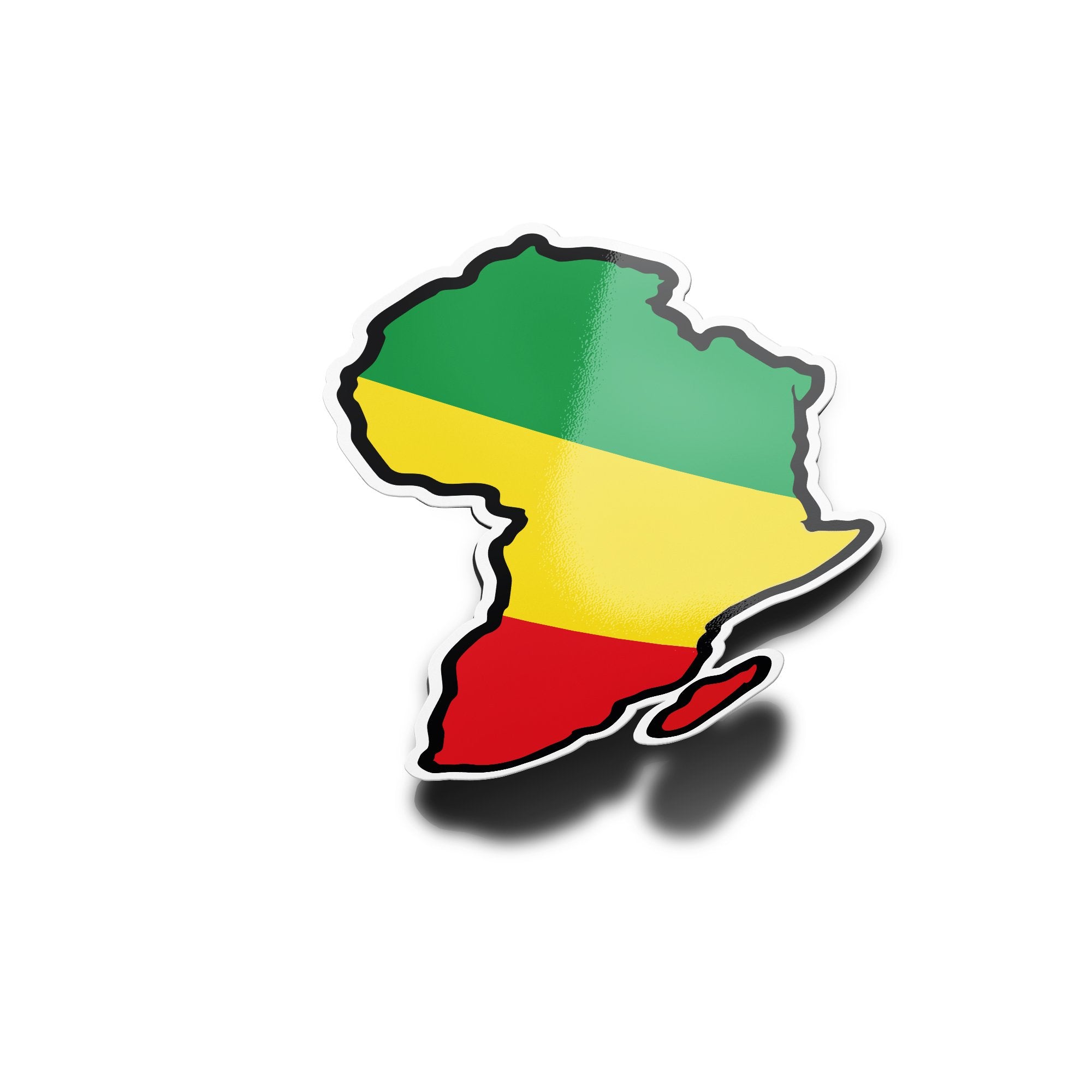 Sticker Afrique Vinyle Résistant Eau et UV – Carte du Continent Africain Vert Jaune Rouge