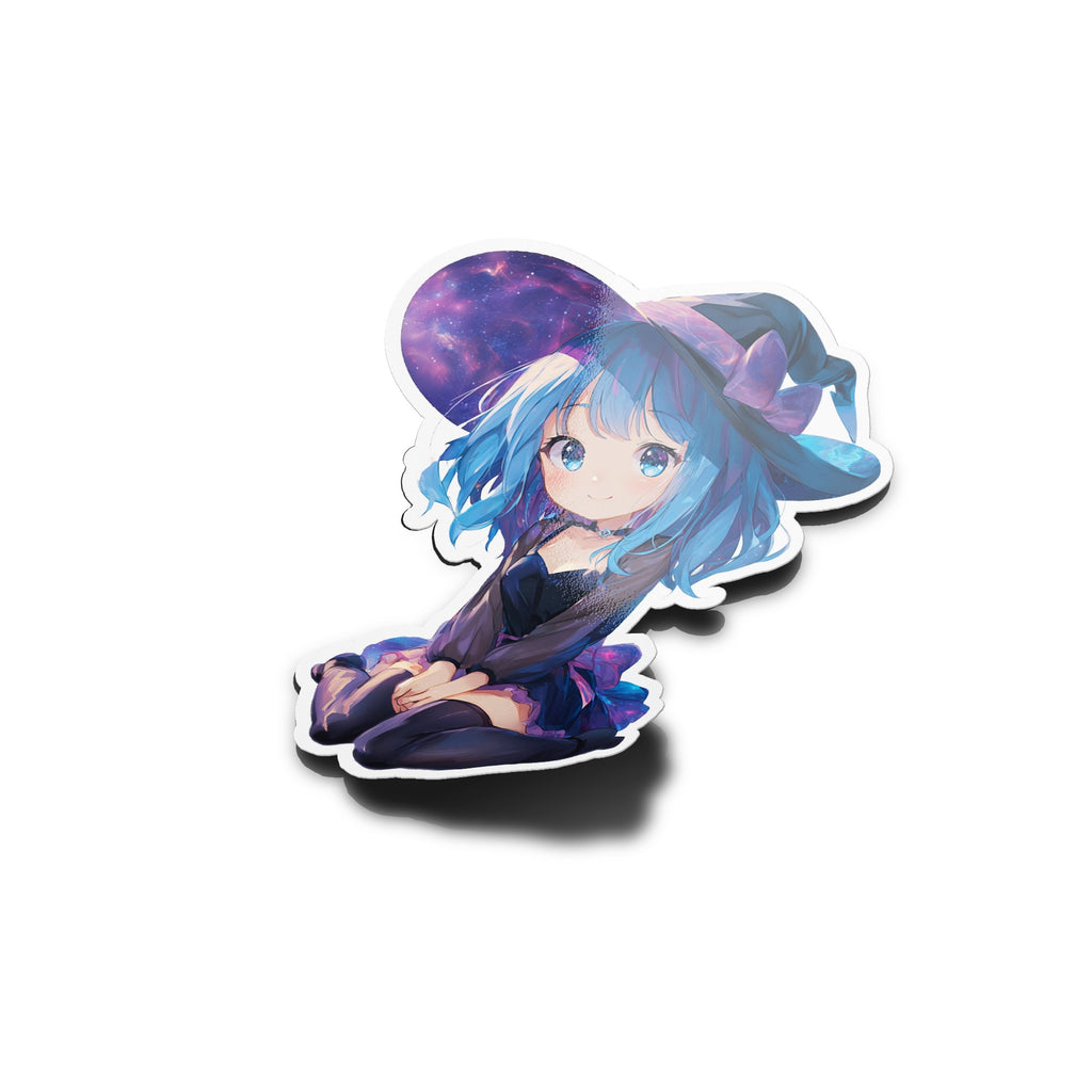 Sticker Chibi Sorcière Kawaii – Autocollant Catgirl Manga Vinyle Étanche & UV – Style Japonais Spooky Cute