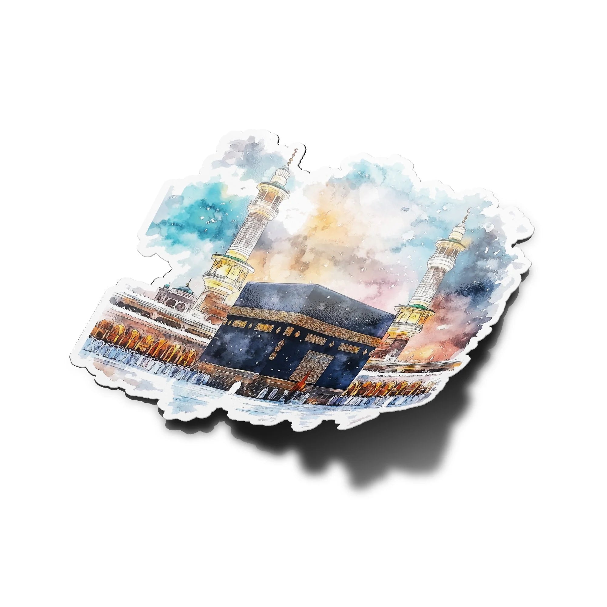Sticker Vinyle Islamique "Kaaba en Aquarelle" – Autocollant de la Mecque | Résistant à l’Eau et UV