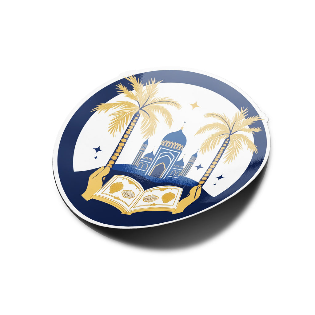 Sticker Vinyle Islamique – Mosquée, Coran et Palmiers | Autocollant Décoratif Résistant à l’Eau et UV