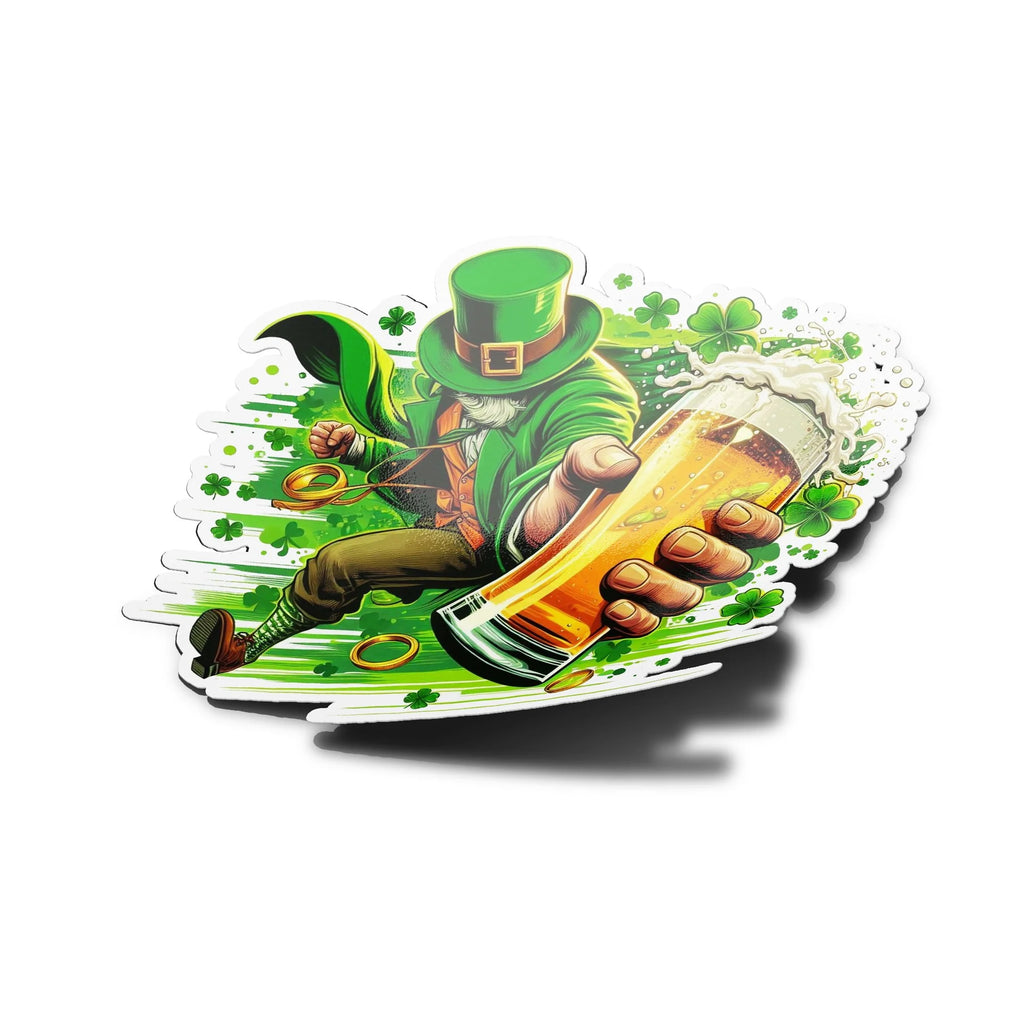 Sticker Vinyle Saint-Patrick – Autocollant Leprechaun Festif & Bière Irlandaise – Waterproof & UV