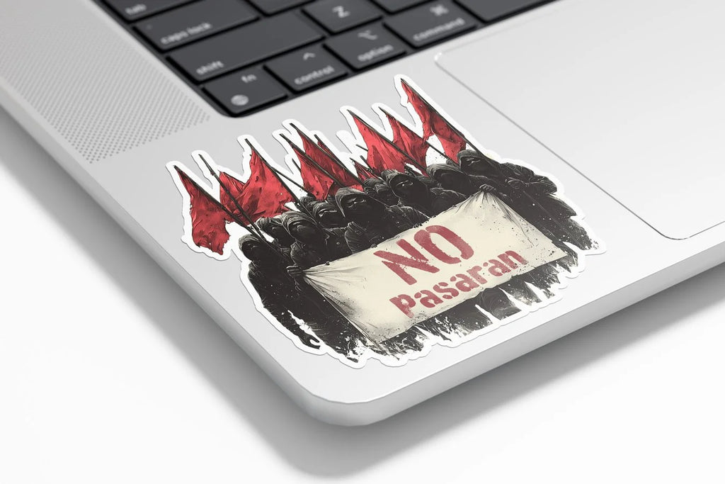 Sticker Vinyle No Pasaran – Autocollant Antifa & Résistance Sociale – Waterproof & Résistant UV