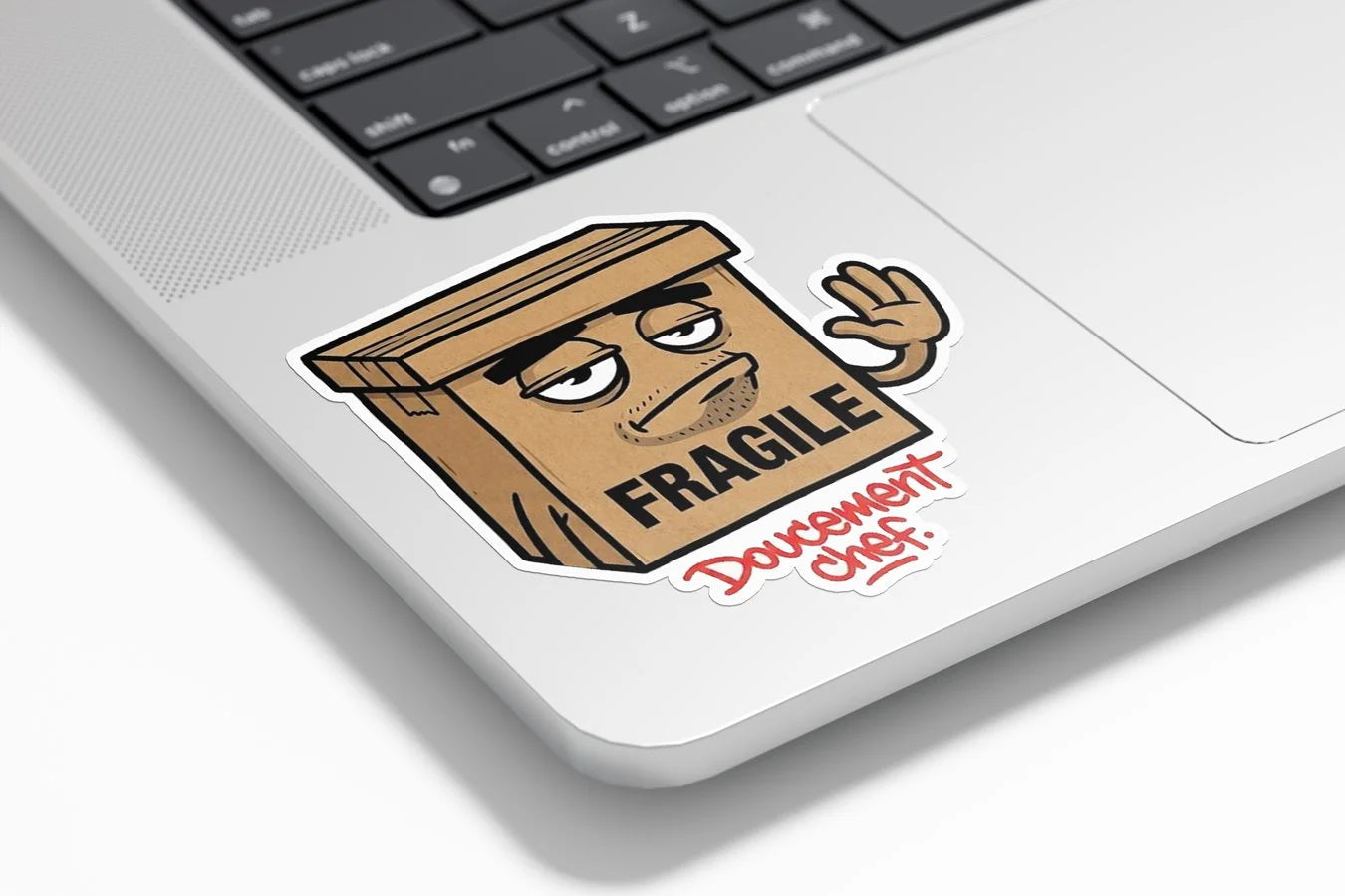 Sticker Colis "Fragile - Doucement Chef" - Vinyle Haute Résistance
