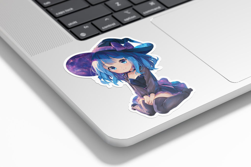 Sticker Chibi Sorcière Kawaii – Autocollant Catgirl Manga Vinyle Étanche & UV – Style Japonais Spooky Cute