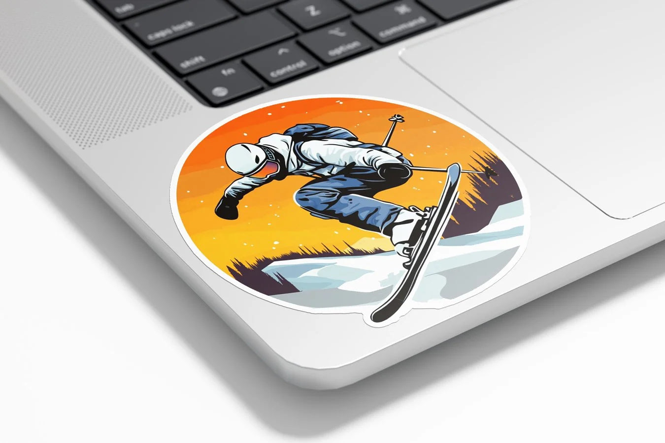 Sticker Vinyle Ski Freestyle - Autocollant Skieur Freeride - Sport d’Hiver - Résistant Eau & UV - Qualité Premium