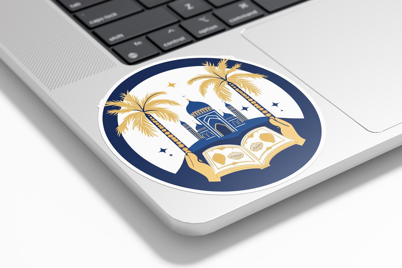 Sticker Vinyle Islamique – Mosquée, Coran et Palmiers | Autocollant Décoratif Résistant à l’Eau et UV