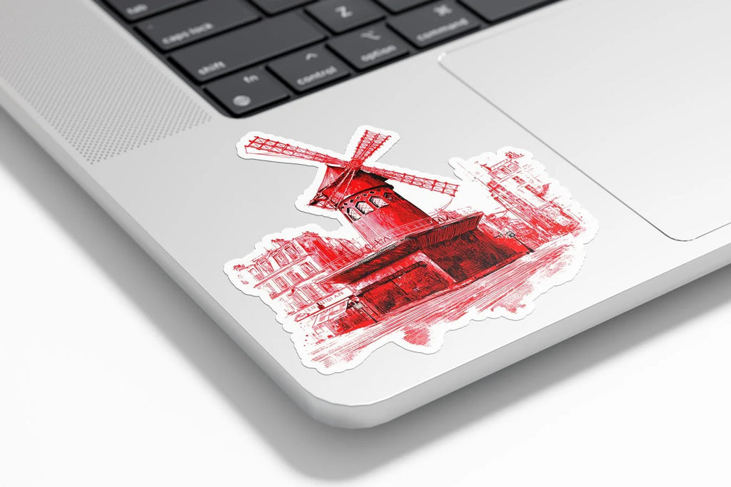 Sticker Moulin Rouge Paris – Autocollant vinyle découpé à la forme – Résistant à l’eau et aux UV – Souvenir Montmartre