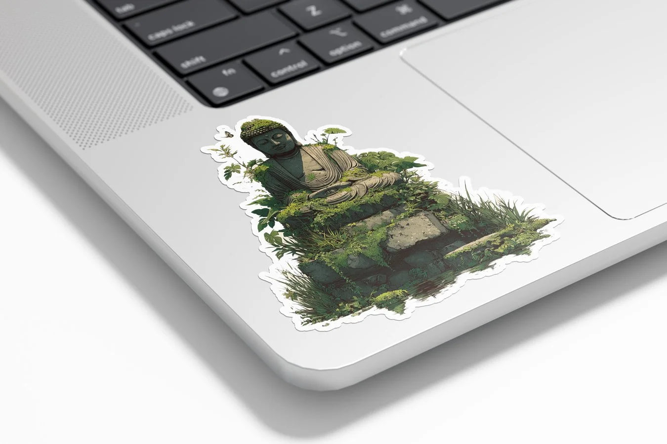 Sticker Buddha méditation dans la nature – Autocollant vinyle zen, résistant eau & UV – Paix et spiritualité
