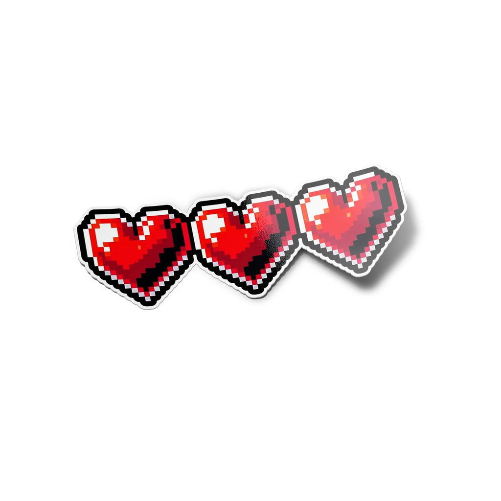 Sticker Vinyle Cœurs de vie Pixelisés - Passion Retro Gaming, Résistant Eau & UV