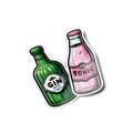 AUTOCOLLANTS STICKERS Stickers Bouteille Gin & Tonic Style Kawaii apéritif cocktail - Vinyle Résistant Eau/UV