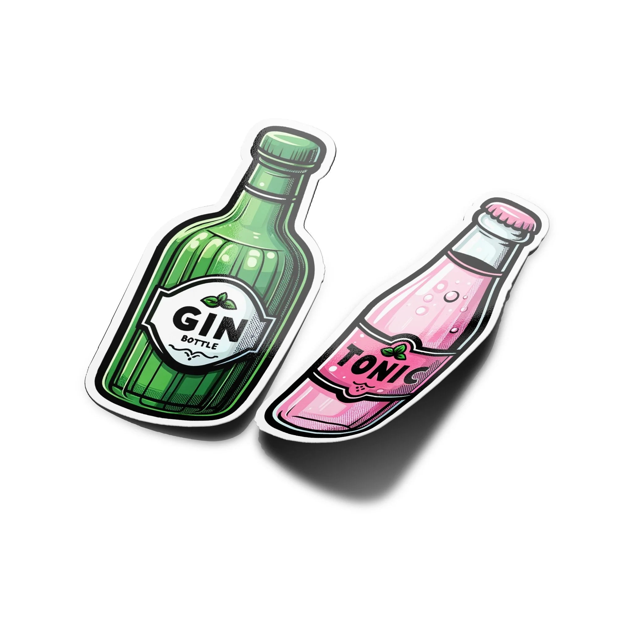 AUTOCOLLANTS STICKERS Stickers Bouteille Gin & Tonic Style Kawaii apéritif cocktail - Vinyle Résistant Eau/UV