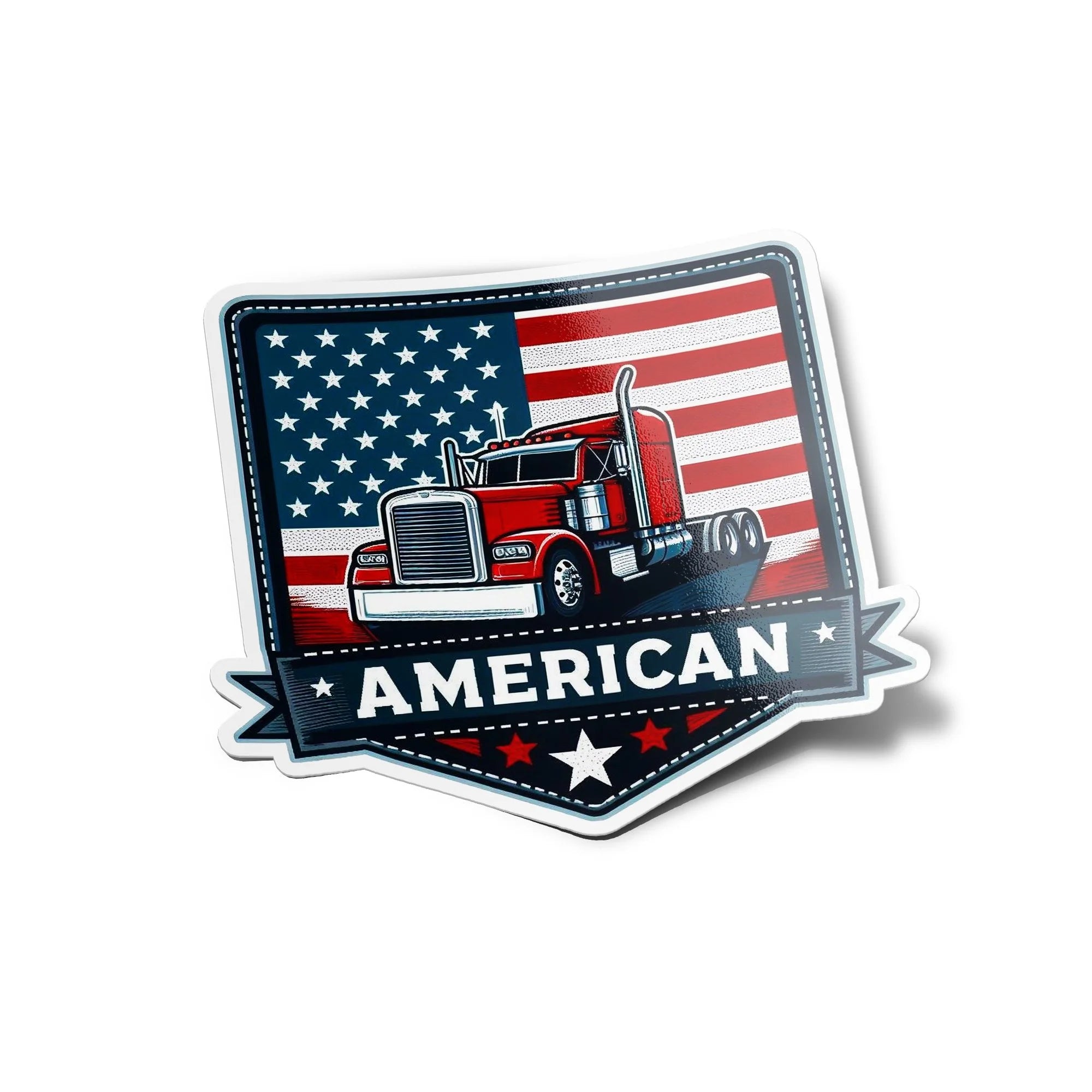 Sticker Camion Américain Truck & Drapeau USA - Vinyle Résistant Eau & UV, Style Patch