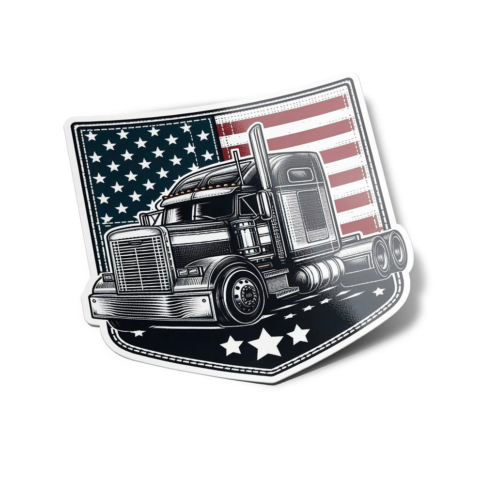 Autocollant Premium USA - Camion & Drapeau en Vinyle Résistant, Style Emblématique
