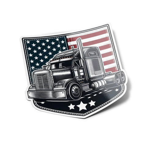 Autocollant Premium USA - Camion & Drapeau en Vinyle Résistant, Style Emblématique