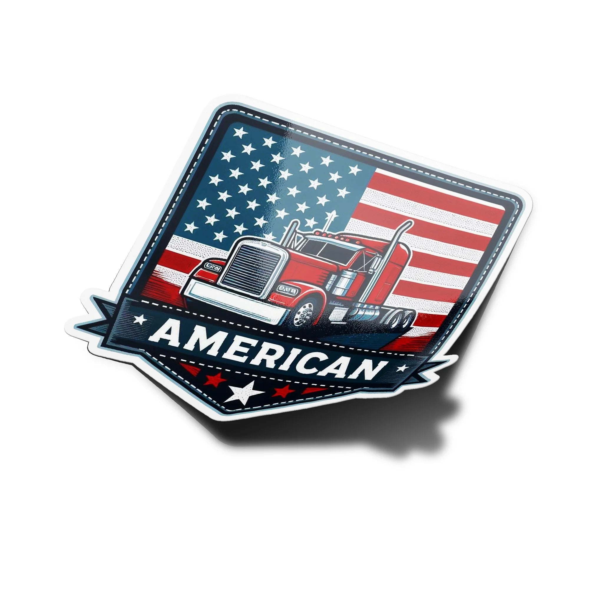 Sticker Camion Américain Truck & Drapeau USA - Vinyle Résistant Eau & UV, Style Patch