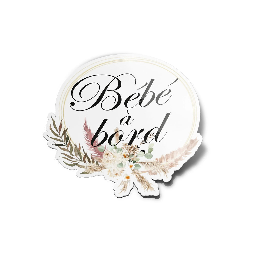 Sticker Bébé à Bord Bohème - Autocollant Vinyle Résistant Eau & UV, Style Boho Chic pour Voiture