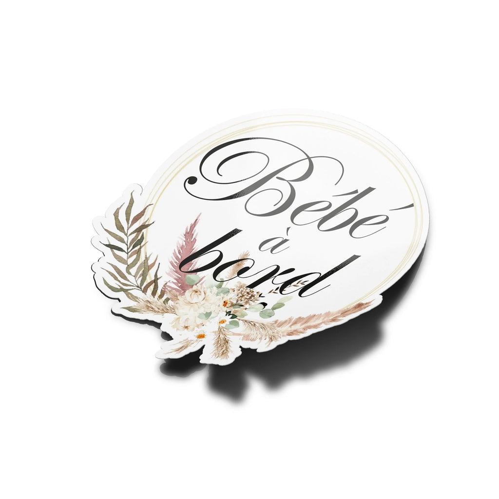 Sticker Bébé à Bord Bohème - Autocollant Vinyle Résistant Eau & UV, Style Boho Chic pour Voiture