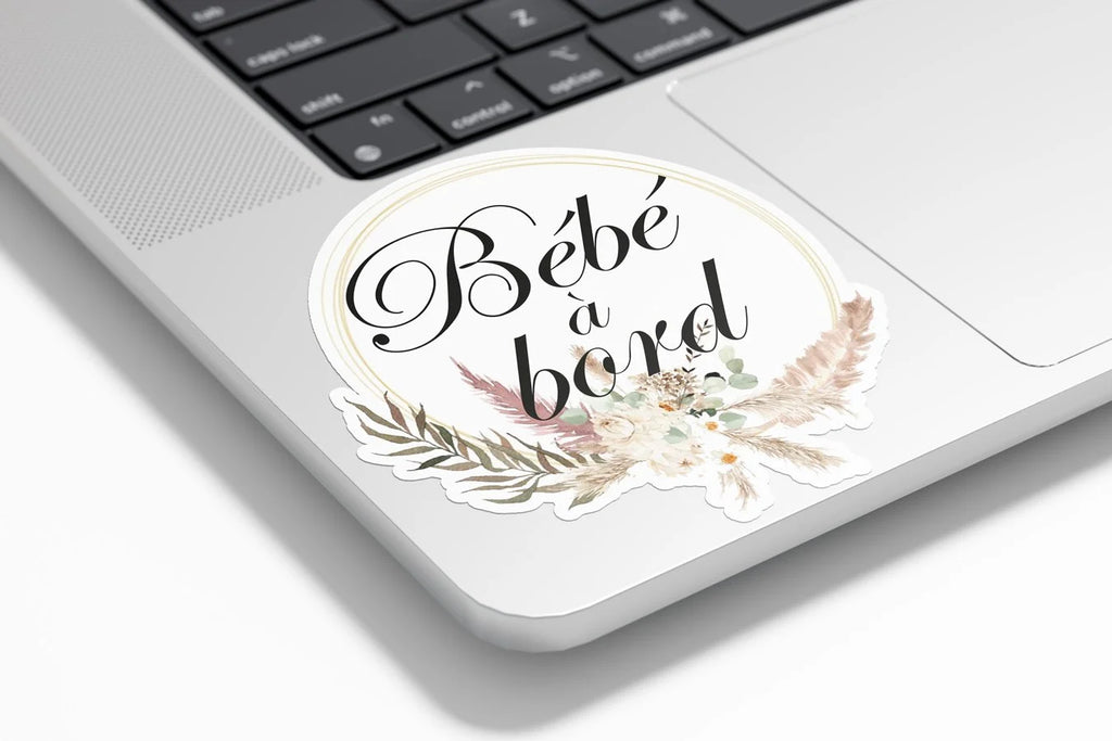 Sticker Bébé à Bord Bohème - Autocollant Vinyle Résistant Eau & UV, Style Boho Chic pour Voiture
