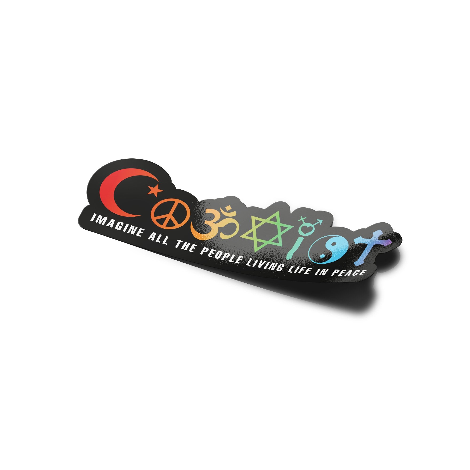 Sticker Vinyle COEXIST - Symbole de Paix et Tolérance entre Religions - Résistant Eau et UV - Découpe à la Forme