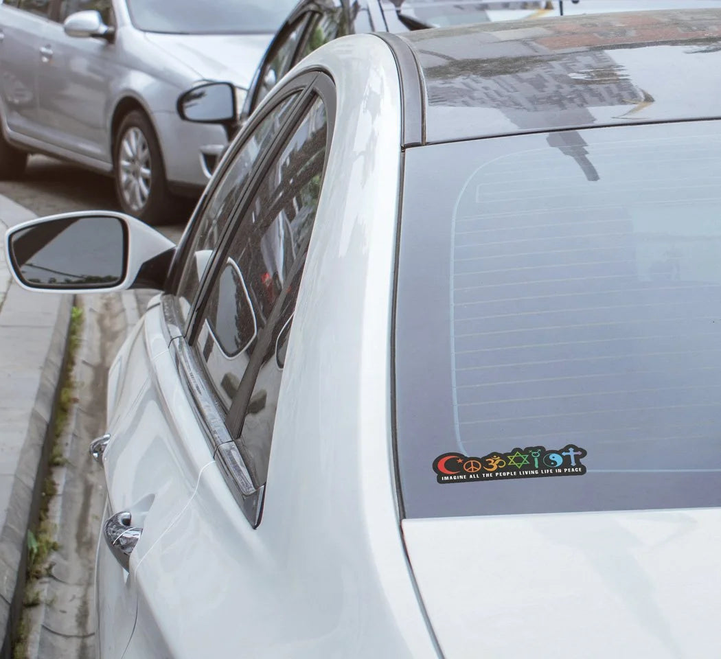 Sticker Vinyle COEXIST - Symbole de Paix et Tolérance entre Religions - Résistant Eau et UV - Découpe à la Forme