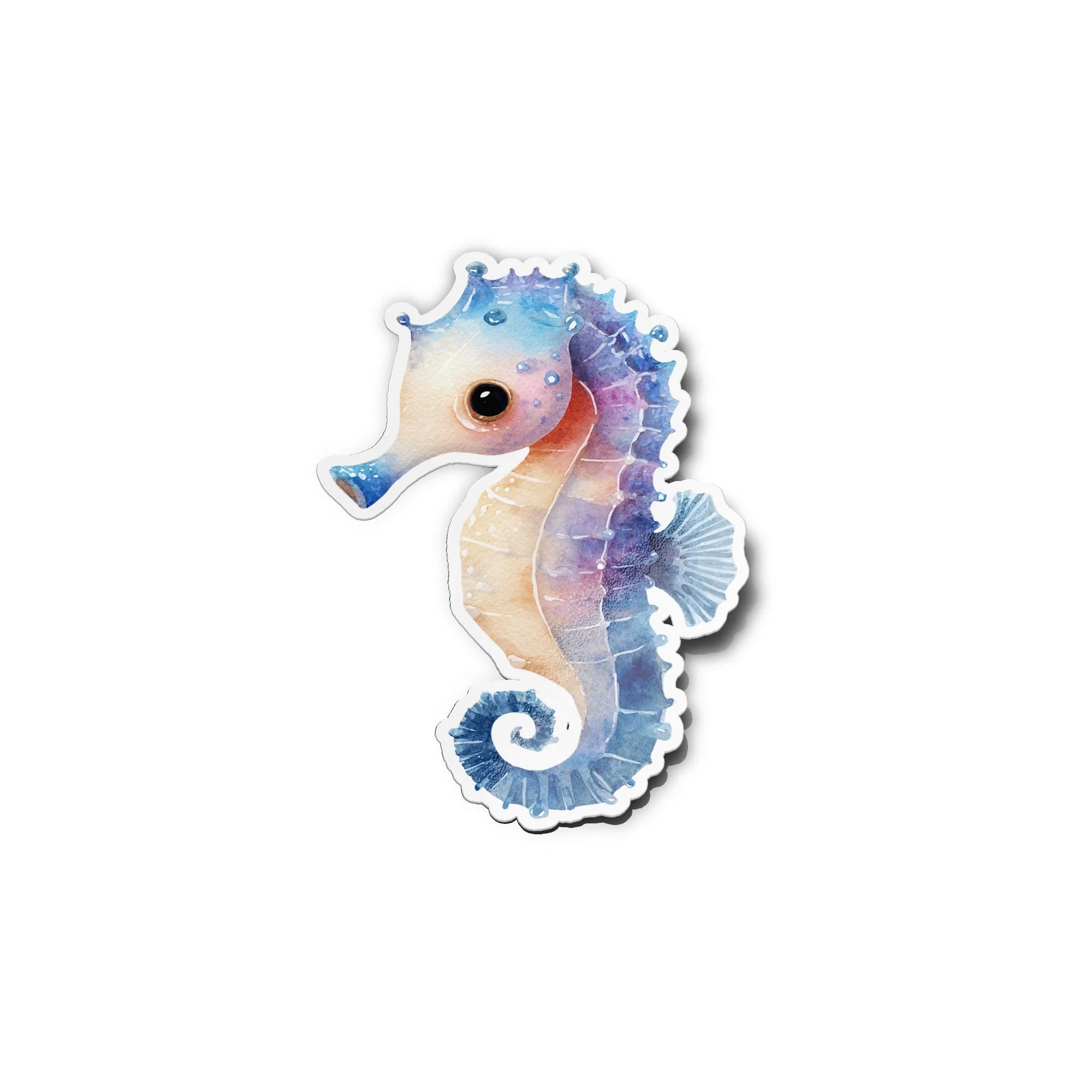 Sticker Hippocampe Aquarelle – Autocollant Vinyle Mignon, Étanche et Résistant aux UV, Découpe à la Forme