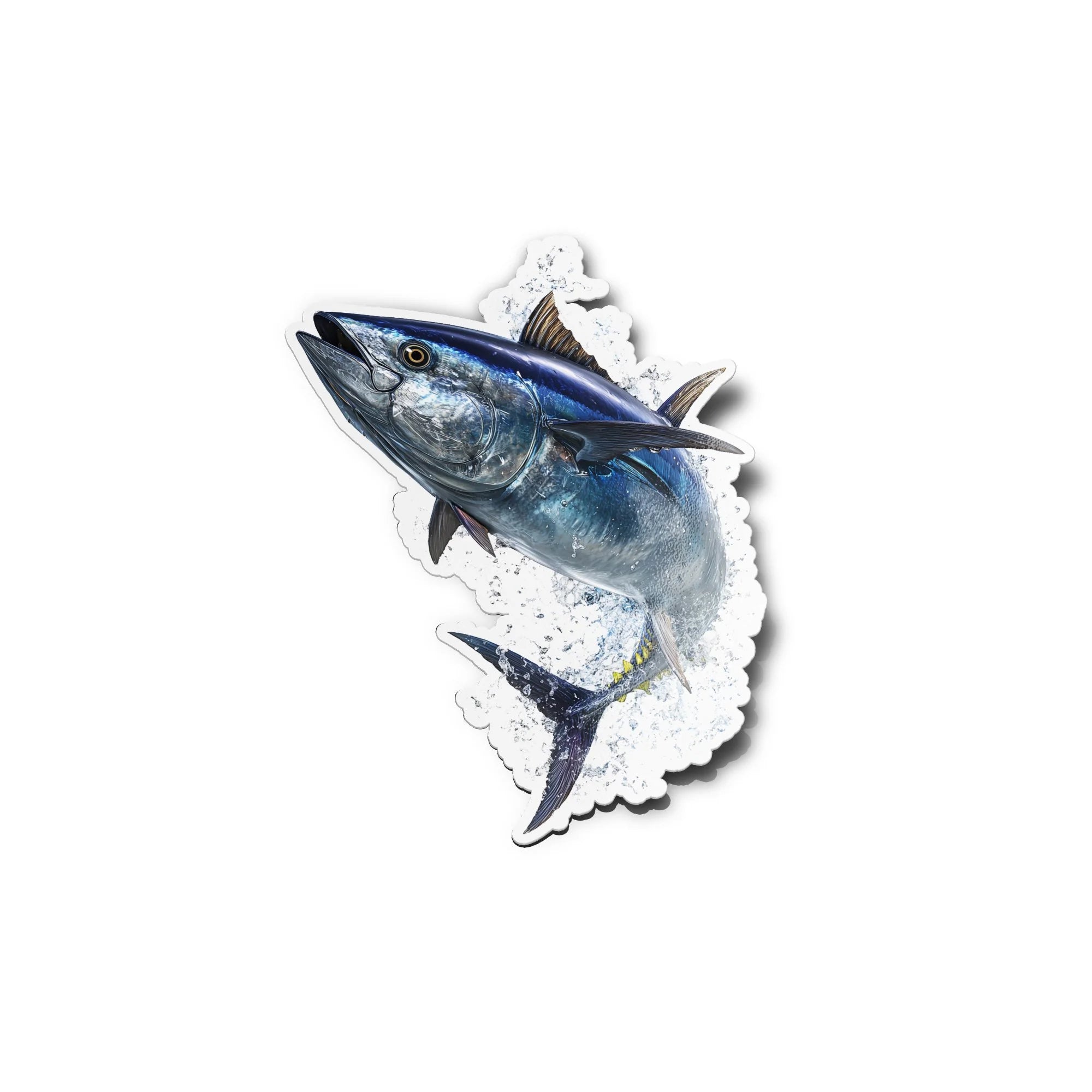 Sticker Vinyle Thon Rouge Réaliste – Autocollant Poisson Sautant Hors de l’Océan – Pêche au Gros Résistant Eau et UV