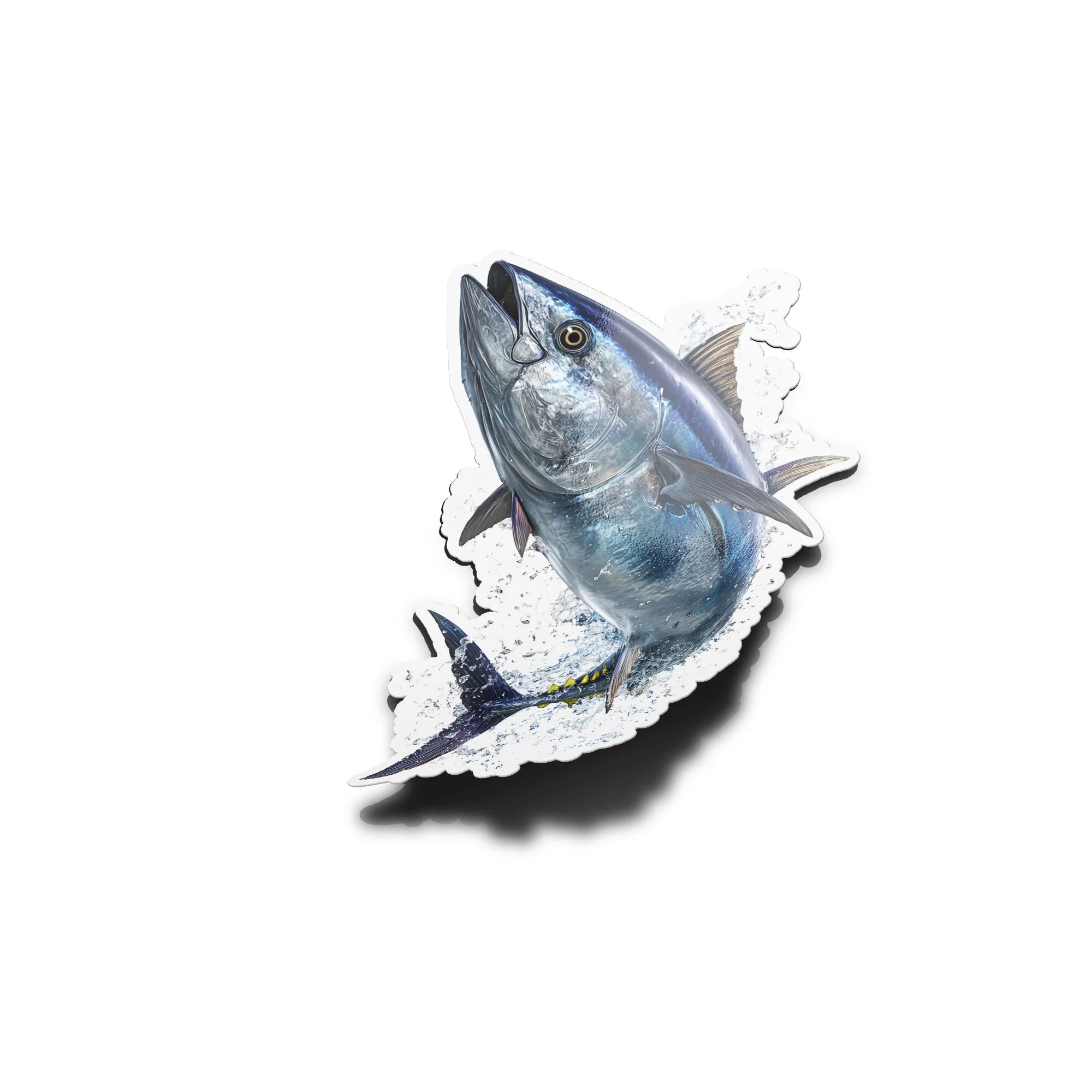 Sticker Vinyle Thon Rouge Réaliste – Autocollant Poisson Sautant Hors de l’Océan – Pêche au Gros Résistant Eau et UV