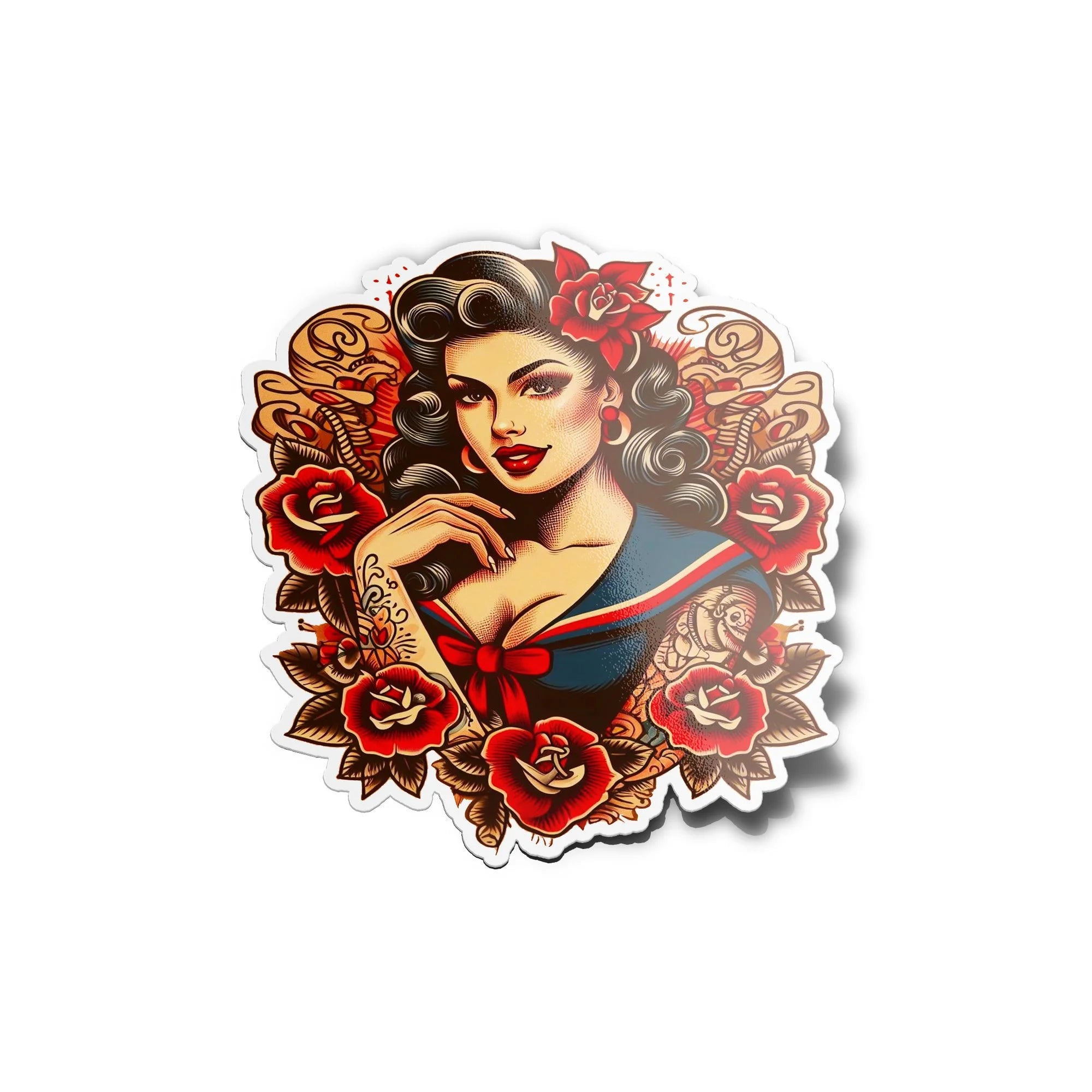 Sticker Vintage Pin-Up - Résistant à l'Eau et aux UV - Style Tattoo Old School
