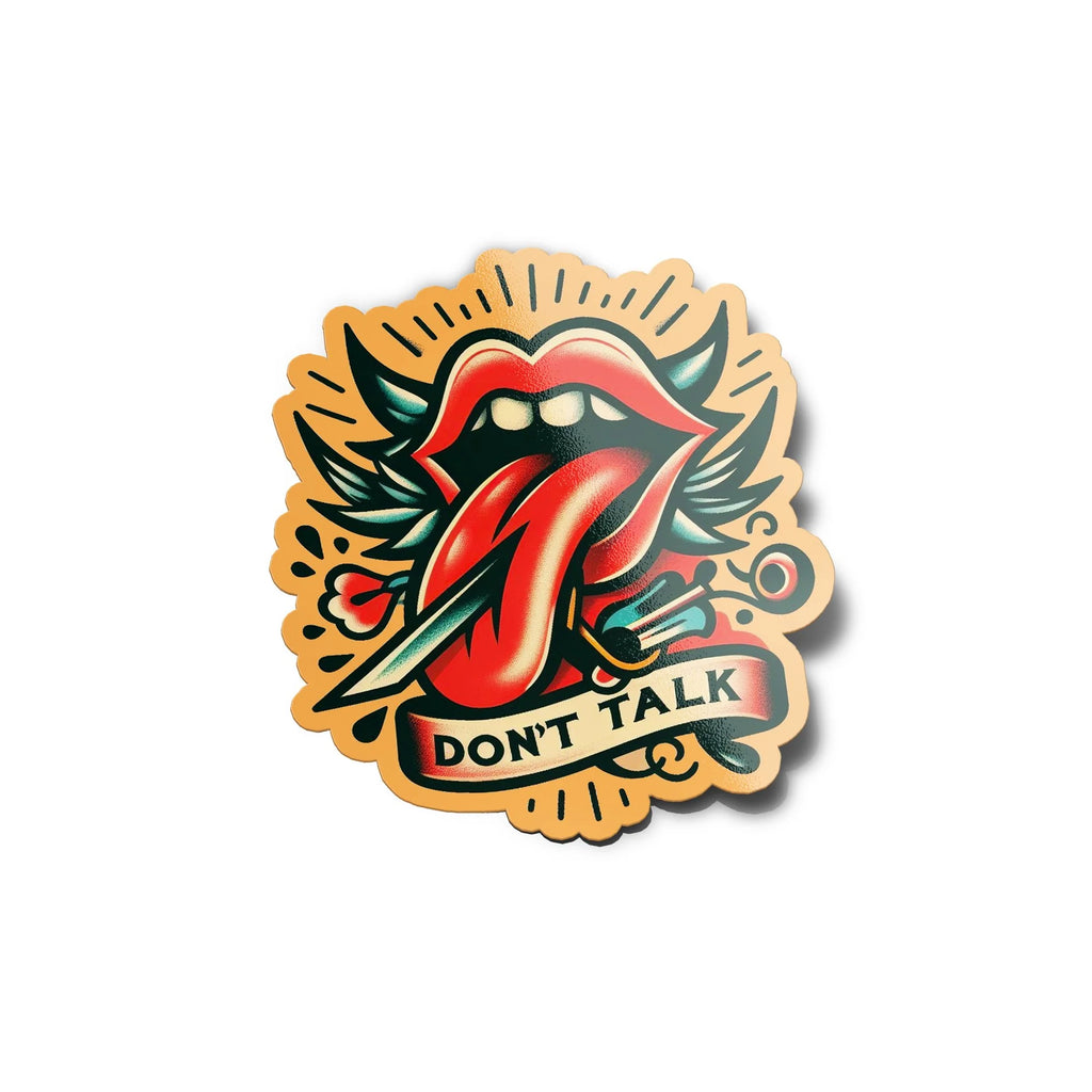 Sticker Vinyle Résistant 'Silence - Don't Talk' - Design Old School - Résistant Eau & UV