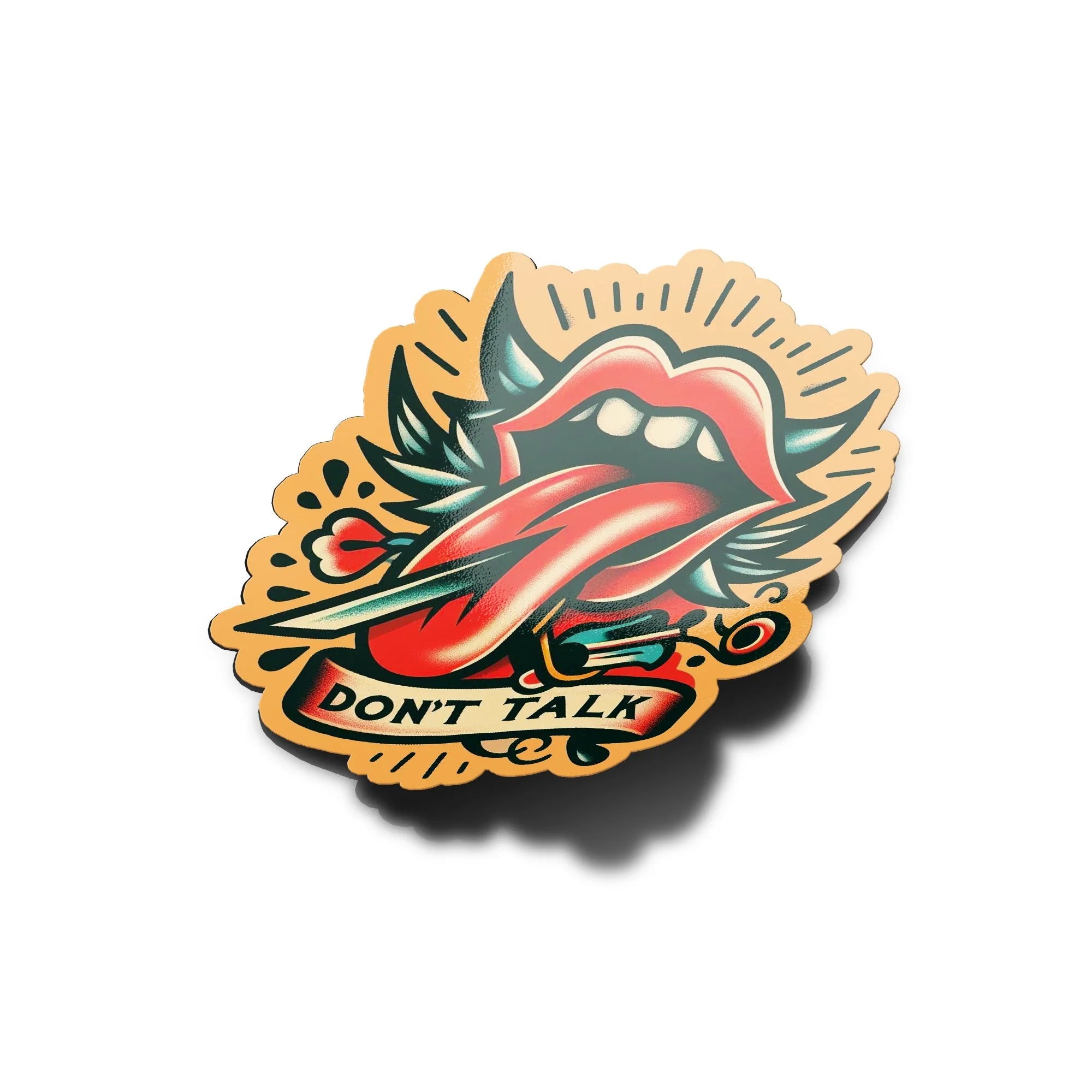 Sticker Vinyle Résistant 'Silence - Don't Talk' - Design Old School - Résistant Eau & UV