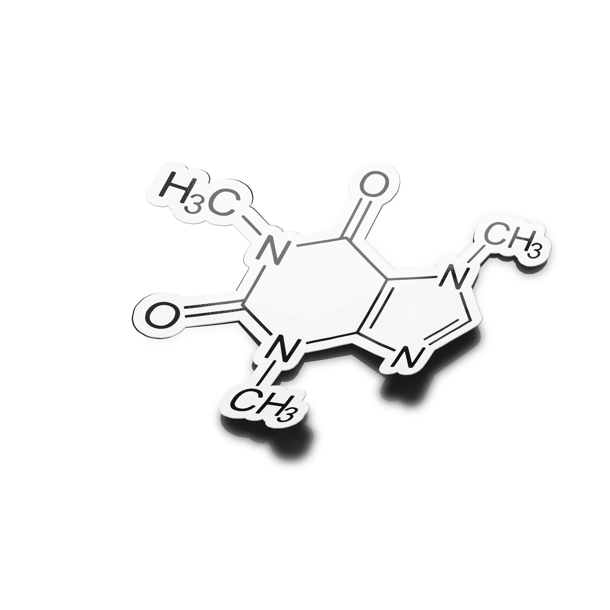 Sticker Vinyle Formule Chimique de la Caféine - Étanche et Résistant UV - Cadeau Original pour Scientifiques